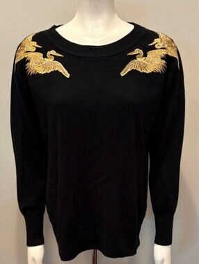 Altuzarra x Target Black Sweater with Golden Goose Crane Embroidery Size L